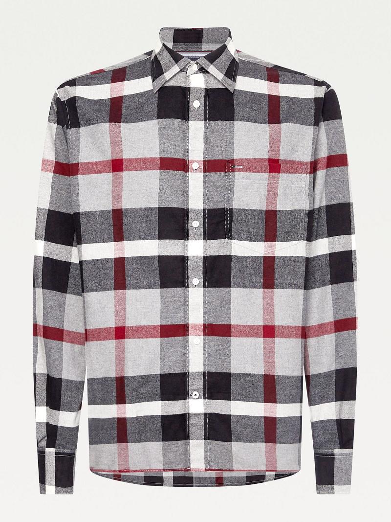 Férfi Tommy Hilfiger Check print overshirt Ingek Fekete Színes | HU 1020UZG